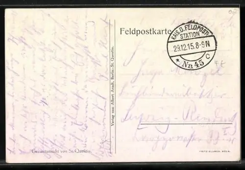 AK Saint-Quentin, Ortsansicht aus der Vogelschau