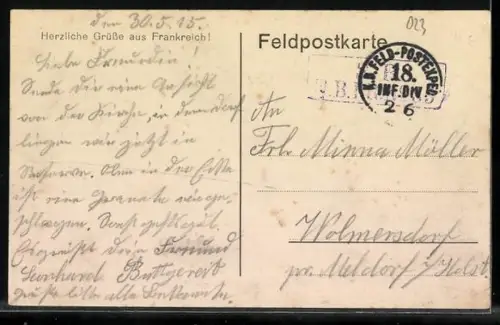 AK Audignicourt, Kirche am Wald