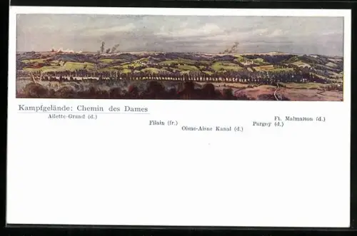 Künstler-AK Ernst Vollbehr: Filain, Kampfgelände Chemin des Dames