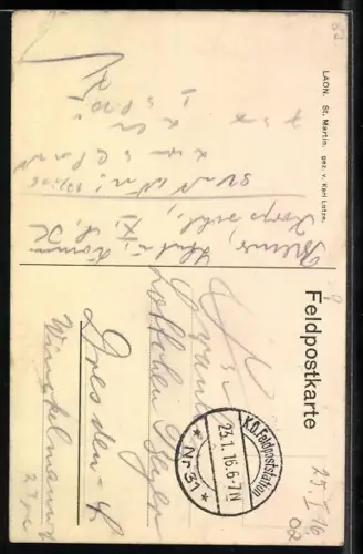 Künstler-AK Karl Lotze: Laon, St-Martin