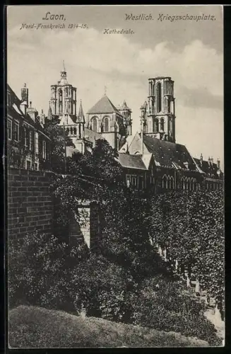 AK Laon, Blick zur Kathedrale