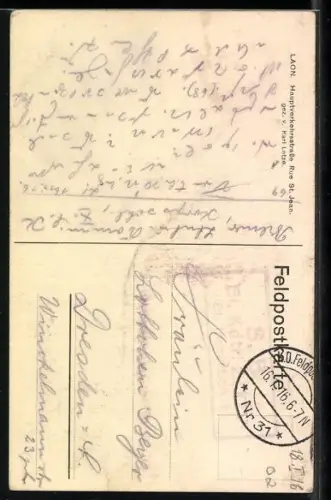 Künstler-AK Karl Lotze: Laon, Hauptverkehrsstrasse Rue St. Jean