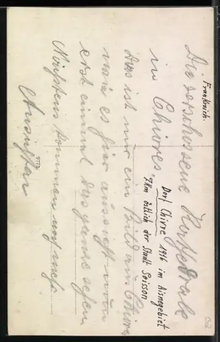 AK Chivres /Aisne, Zerschossene Kathedrale