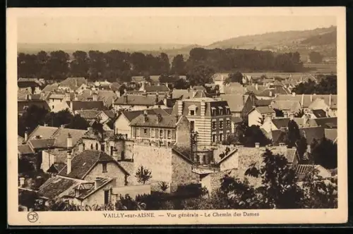 AK Vailly-sur-Aisne, Vue générale, Le Chemin des Dames