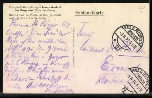 AK Coucy-le-Château /Aisne, Innere Ansicht der Burgruine