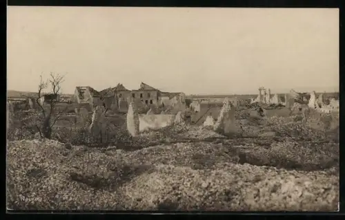 Foto-AK Nauroy, Zerstörtes Dorf