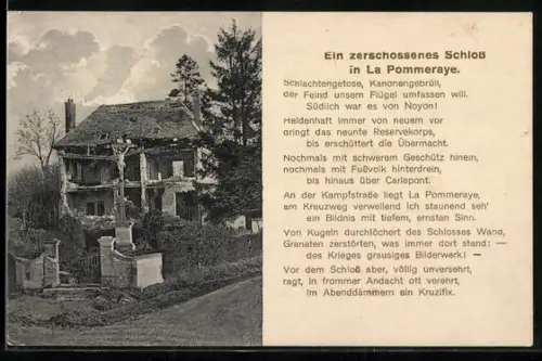 AK La Pommeraye, Ein zerschossenes Schloss