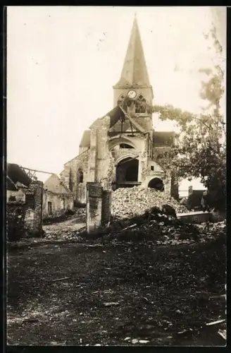 Foto-AK Prouvais, Die Kirche 1916