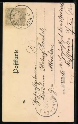 Lithographie Ich sende diese Blume Dir!, Blonder Mann mit Hut, Jugendstil