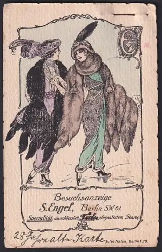 Künstler-AK Berlin, Pelz-Händler S. Engel, Friedrichstrasse 110 /112