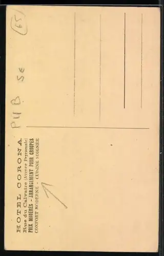 AK Lourdes, Hôtel Corona et Garage, Propr. Louis Claverie