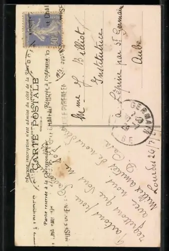 AK Lourdes /Hautes-Pyrénées, Pension Bellevue, Rue Latour-de-Brie, facade et entrée principale