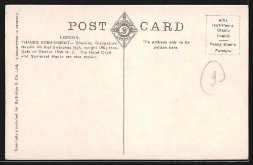 AK London, The Thames Embankment with trams and carriage, Strassenbahn