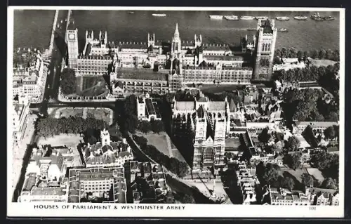 AK London, Houses of Parliament and Westminster Abbey, Air View