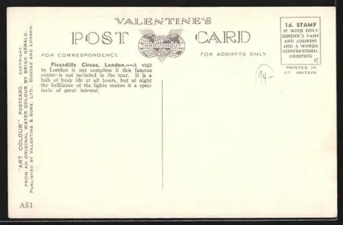 Künstler-AK London, Piccadilly Circus