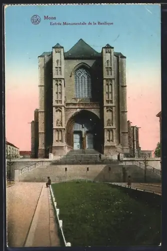 AK Mons, Entrée Monumentale de la Basilique