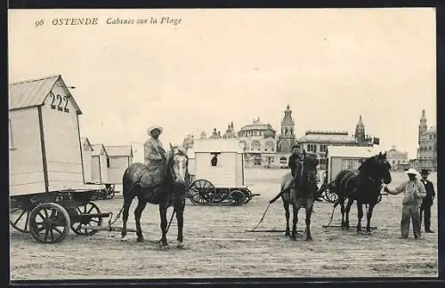AK Ostende, Cabines sur la Plage