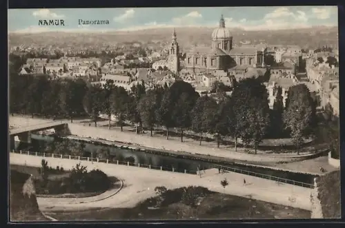 AK Namur, Panorama mit Kirche