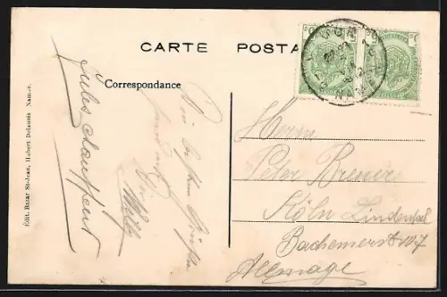 AK Namur, Panorama mit Kirche