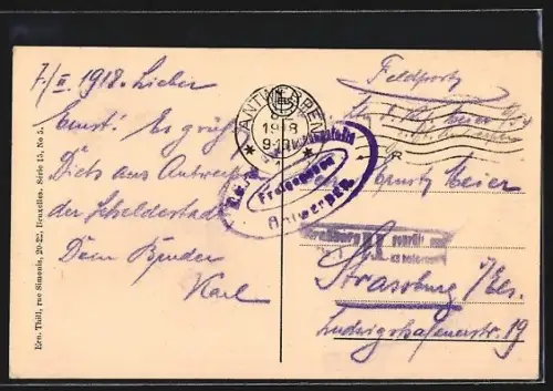 AK Anvers, Place Vert, Cathédrale et statue Rubens