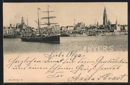 AK Anvers, Panorama mit Kirche