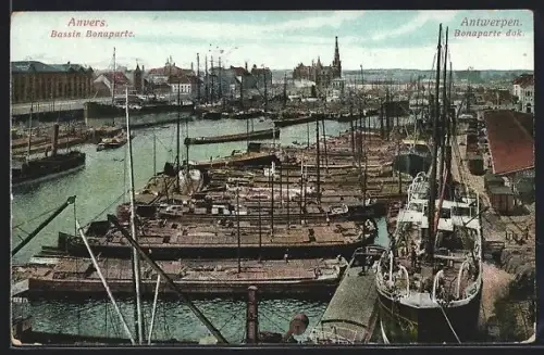 AK Anvers, Bassin Bonaparte, Hafen