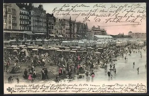 AK Ostende, Plage u. Digue