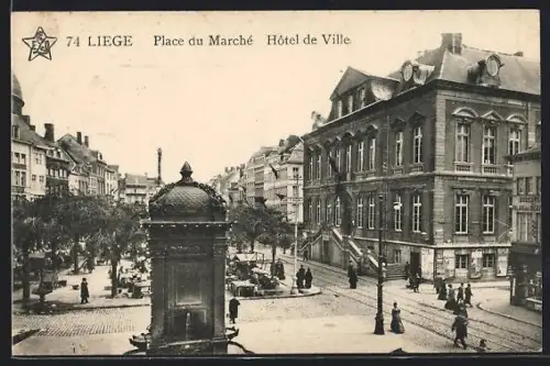 AK Liege, Place du Marche, hotel de Ville