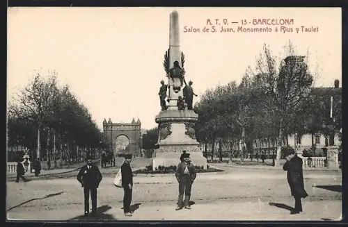 AK Barcelona, Salon de S. Juan, Monumento a Rius y Taulet