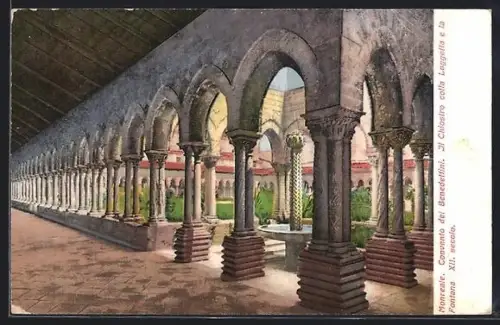 AK Monreale, Convento dei Benedettini, Il Chiostro colla Loggetta e la Fontana