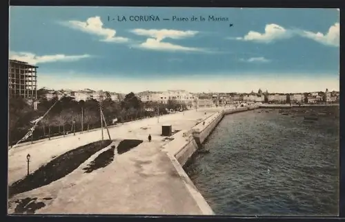 AK La Coruna, Paseo de la Marina