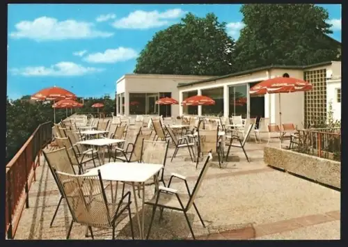 AK Frankfurt-Bergen-Enkheim, Gasthof Schöne Aussicht, Im Sperber 24, Terrasse