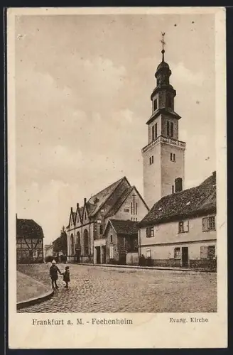 AK Frankfurt a. M., Fechenheim, Evangel. Kirche