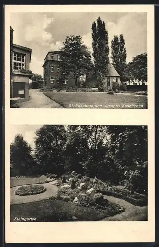 AK Beuel /Rhein, St. Elisabeth und Josephs-Kapellchen, Steingarten