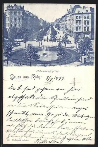 AK Köln-Neustadt, Blick auf den Hohenstaufenring mit Anlagen