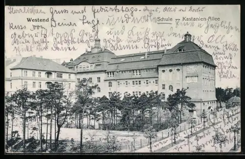 AK Berlin-Westend, Aussenansicht Schule in der Kastanien-Allee