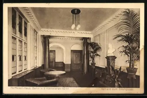 AK Berlin-Kreuzberg, Interieur des Raiffeisen-Haus, Köthener Strasse 40-41