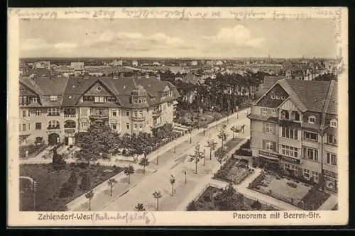 AK Berlin-Zehlendorf, Blick auf den Bahnhofsplatz und die Beeren-Strasse