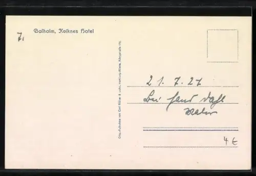 AK Balholm, Blick auf den Ort vom Berg aus