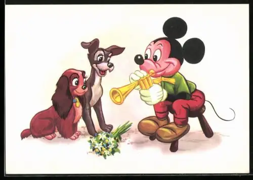 AK Micky Maus spielt Trompete für Susi und Strolch