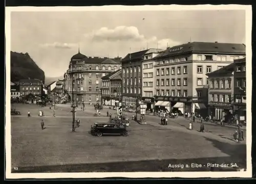 AK Aussig / Usti, Blick auf den Platz der SA