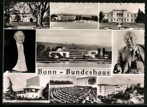 AK Bonn, Bundeshaus, Bundeskanzler Konrad Adenauer, Bundespräsident Theodor Heuss, Palais Schaumburg
