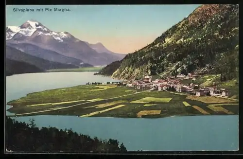 AK Silvaplana, Ortsansicht mit Piz Margna