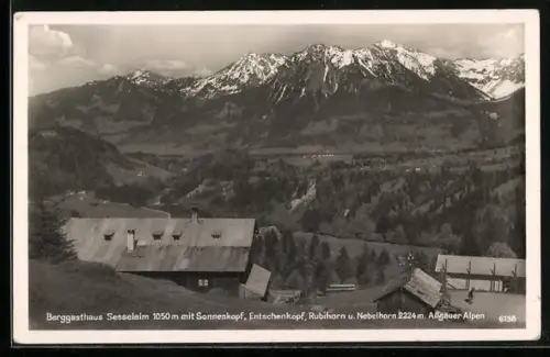 AK Sesselalm, Berggasthaus Sesselalm mit Umgebung aus der Vogelschau