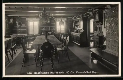 AK Krummhübel /Rsgb., Kaffeebaude, Bauernstube, Innenansicht