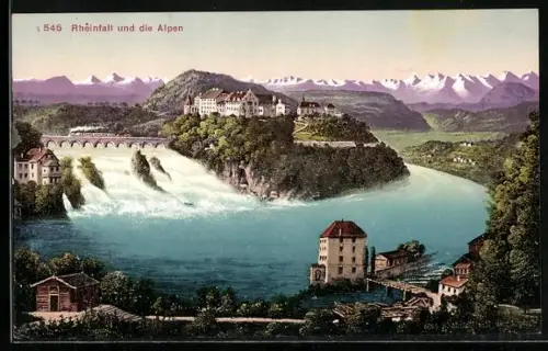 AK Neuhausen, Rheinfall und die Alpen