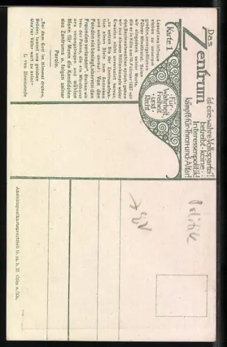 AK Ludwig Windthorst, Portrait im Kranz mit Gedicht