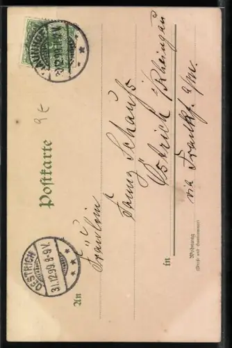 AK Stilleben mit Kirschen und Pfirsiche