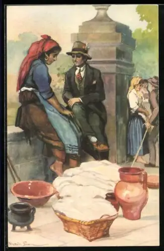 AK Paar in portugiesischer Tracht