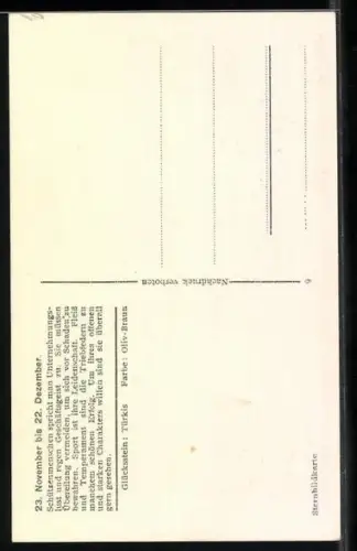 AK Sternzeichen Schütze, 23. November bis 22. Dezember, Eigenschaften von Schützemenschen im Gedicht